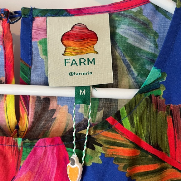 Farm Rio Blue Bananamix Puff Sleeve Midi Dress - Picture 3 of 8